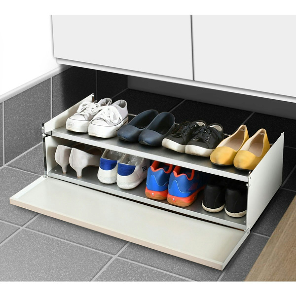 下駄箱下収納ワゴン 幅80cm