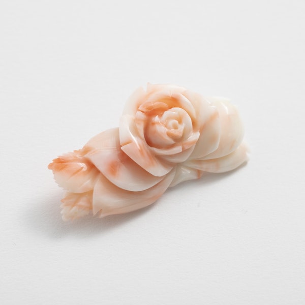 高知の珊瑚ブローチ小　薔薇E - 【当店限定】すべて1点もの、高知から届く稀少な宝石珊瑚のブローチ