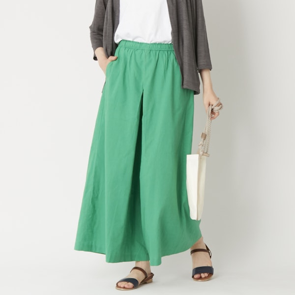 Fanaka/リネンのフレアーパンツ - スカートとパンツのいいとこどり！楽に穿けるワイドパンツ
