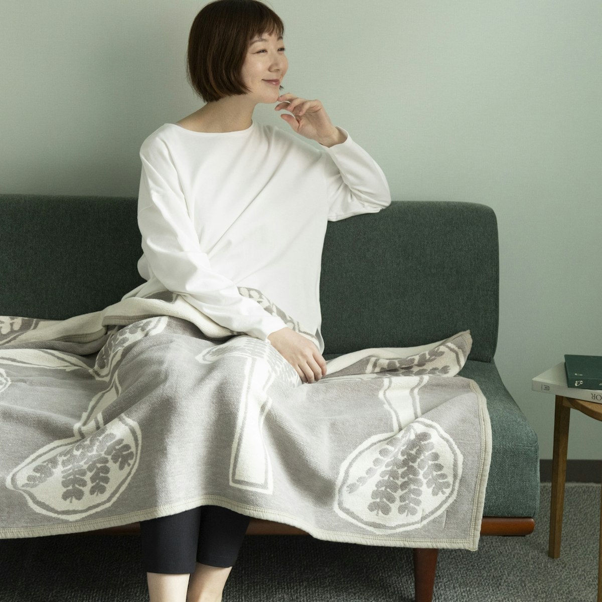 KLIPPAN/mina perhonen シュニールコットン ハーフブランケット FOREST SPOON