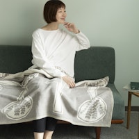 KLIPPAN/mina perhonen シュニールコットン ハーフブランケット FOREST SPOON