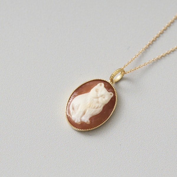 La mascotte cameo collection/コーネリアン猫全身 カメオペンダントトップ