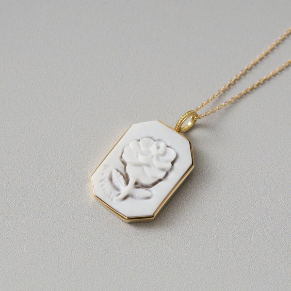 La mascotte cameo collection/バラ カメオペンダントトップ