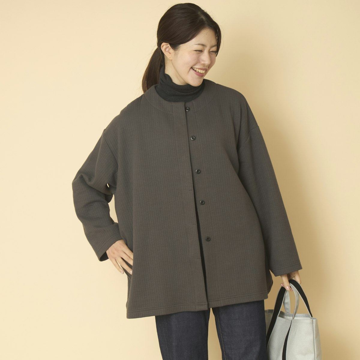 FILUM/キルトコクーンコート　チャコール