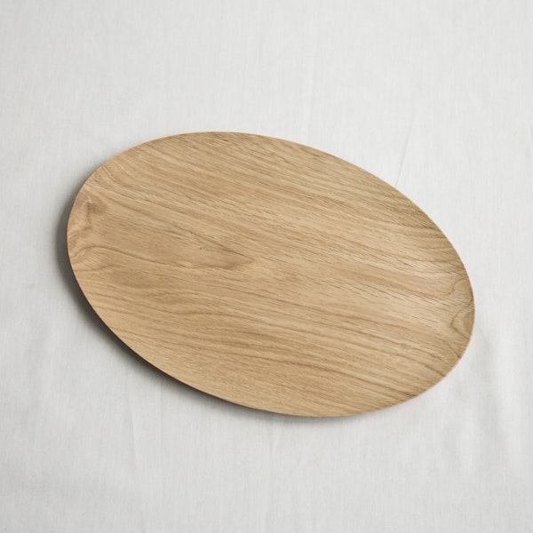 薗部産業/オーバルパン皿 ナラ -お手入れ不要！10年持つ無垢の木製皿 