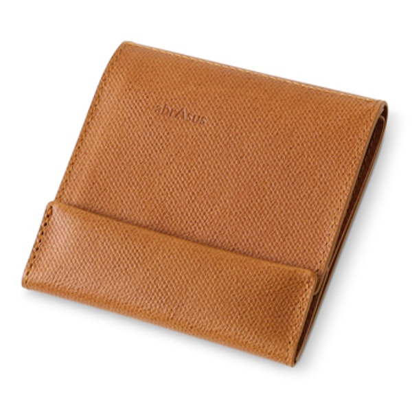 メンズ【美品】abrAsus 薄い財布　ボルドー　レザー　コンパクト　二つ折り財布