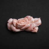 高知の珊瑚ブローチ小　薔薇B