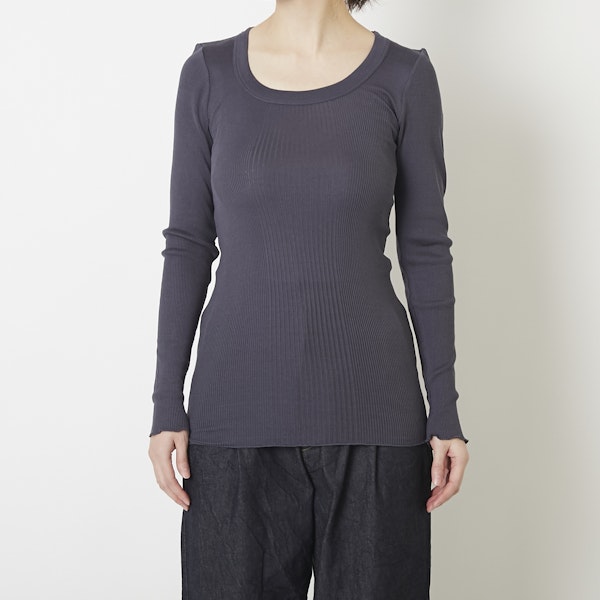 DRESS HERSELF/カットソー シルクリブ ロングスリーブ - シルク100％、一枚でもインナーとしても着られる「究極」の長袖カットソー