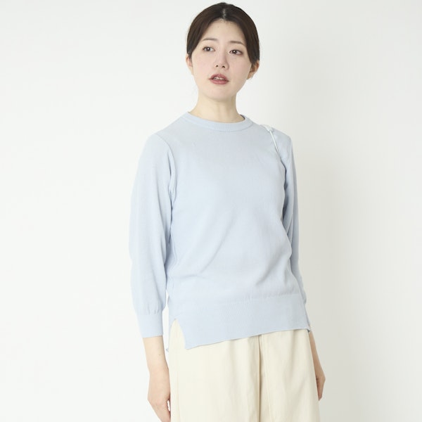 Kilka/冷んやり&においを防ぐ、洗えるコットン7分袖ニット