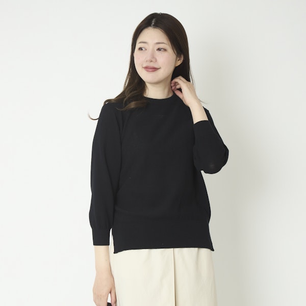 Kilka/冷んやり&においを防ぐ、洗えるコットン7分袖ニット