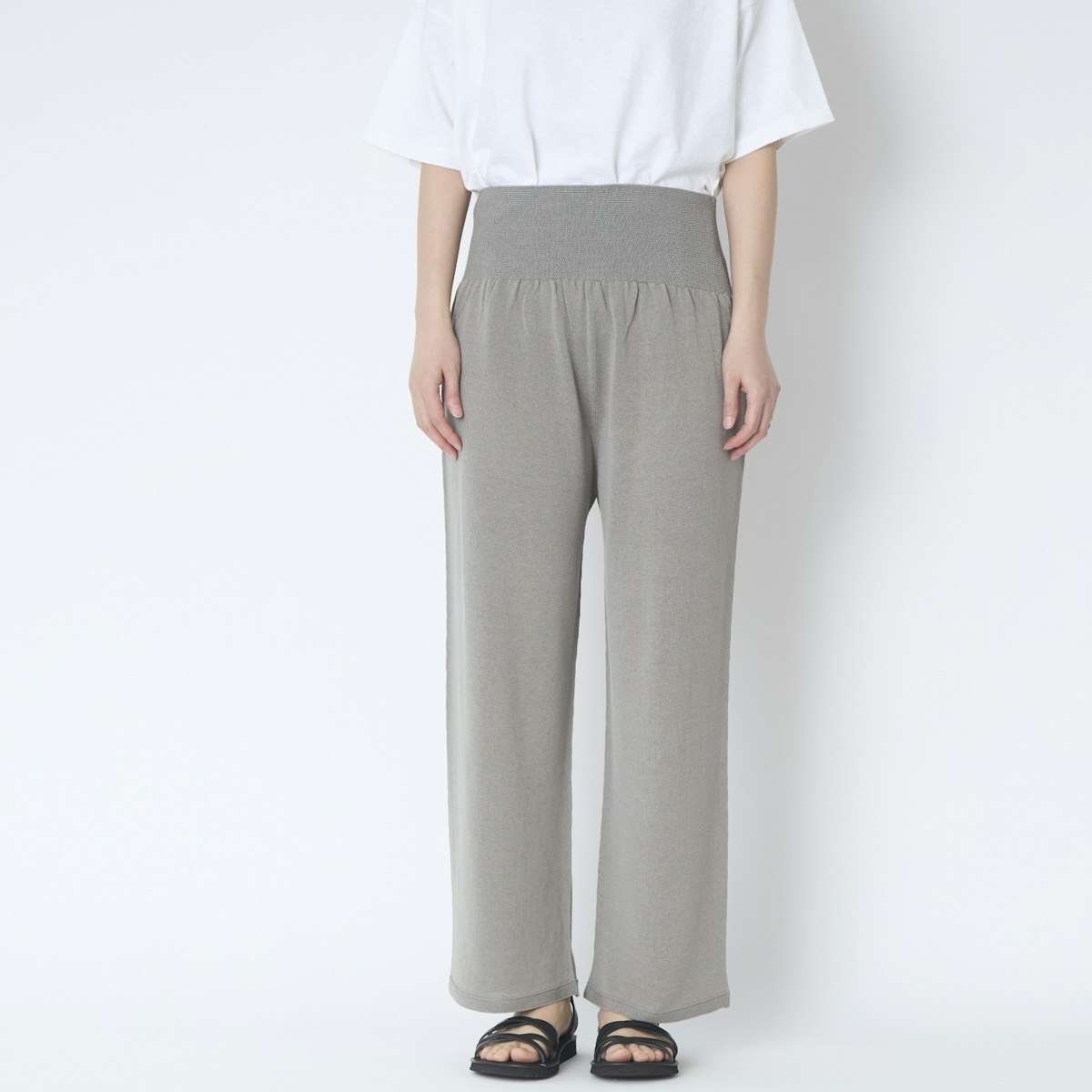 SAIFUKU/のびるニットパンツ ワイドタイプ　綿麻