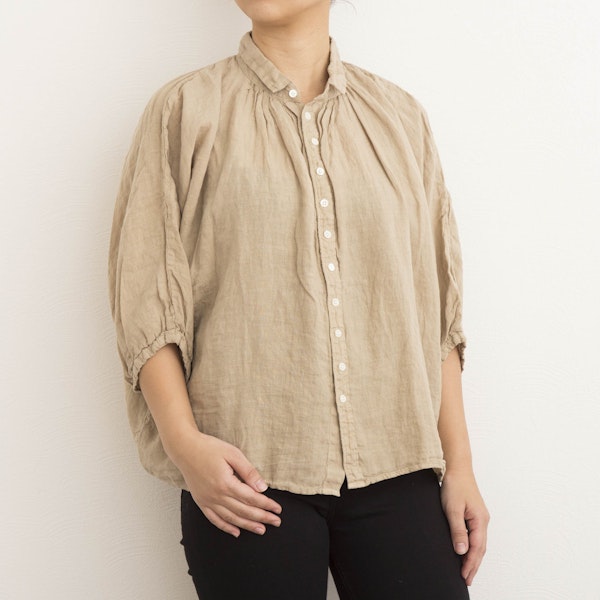 Brocante/グランシャツ - リラックス感溢れる7分袖リネンシャツ